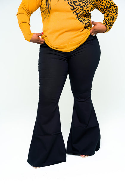 Fit & Flare Jeans-Black